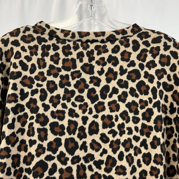 Dee Elly Women’s Long Sleeve Leopard Print Pullover Sweater Crew Neck S - Picture 6 of 9